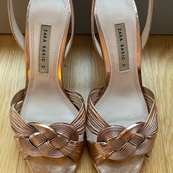 Zara Shoes - ZARA ROSE GOLD WOVEN SLINGBACK